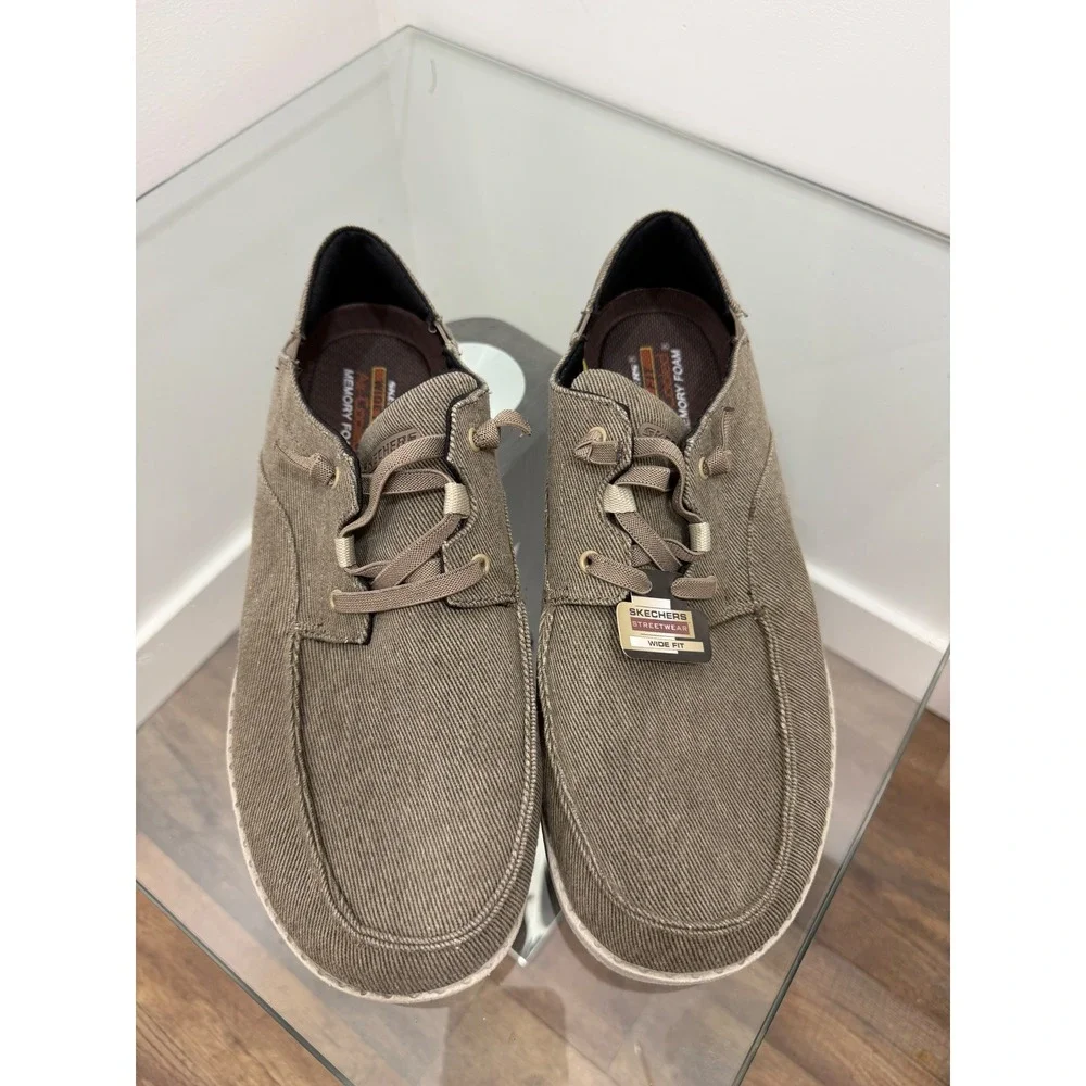 Skechers Streetwear Wide Fit Brown Loafers Mens 12 Goga Mat Arch 66384W